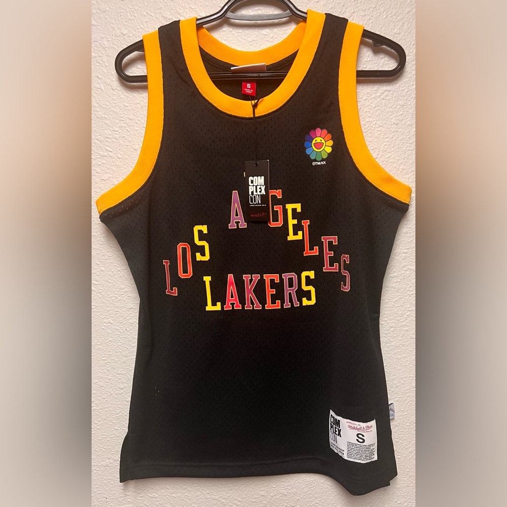 100% Authentic Takashi Murakami x Mitchell Ness Lakers Jersey Mens S Kobe